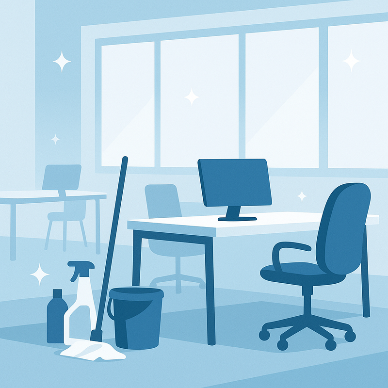 Büroreinigung – Illustration eines sauberen Büroarbeitsplatzes